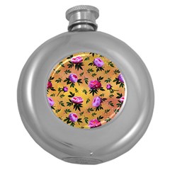 Delicate Peonies Round Hip Flask (5 Oz) by SychEva