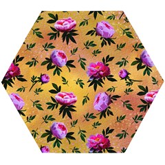 Delicate Peonies Wooden Puzzle Hexagon by SychEva