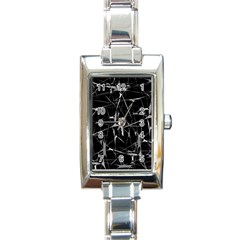 Black And White Splatter Abstract Print Rectangle Italian Charm Watch