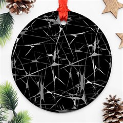 Black And White Splatter Abstract Print Ornament (round) by dflcprintsclothing