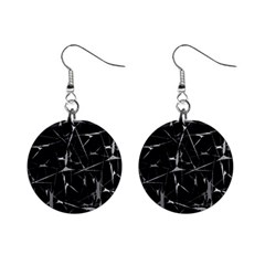 Black And White Splatter Abstract Print Mini Button Earrings by dflcprintsclothing