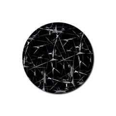 Black And White Splatter Abstract Print Rubber Round Coaster (4 Pack)  by dflcprintsclothing