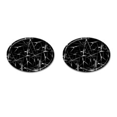 Black And White Splatter Abstract Print Cufflinks (oval)