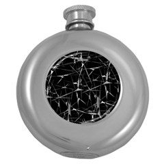 Black And White Splatter Abstract Print Round Hip Flask (5 Oz) by dflcprintsclothing