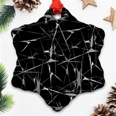 Black And White Splatter Abstract Print Snowflake Ornament (two Sides)