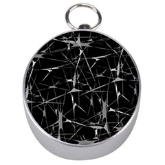 Black And White Splatter Abstract Print Silver Compasses by dflcprintsclothing