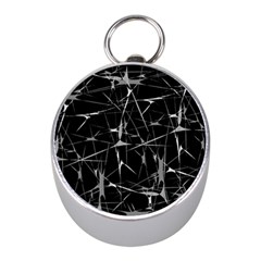 Black And White Splatter Abstract Print Mini Silver Compasses by dflcprintsclothing