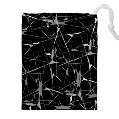 Black And White Splatter Abstract Print Drawstring Pouch (5xl)