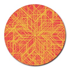 Orange/yellow Line Pattern Round Mousepads by LyleHatchDesign