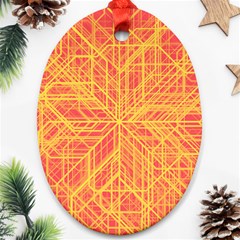 Orange/yellow Line Pattern Ornament (oval) by LyleHatchDesign