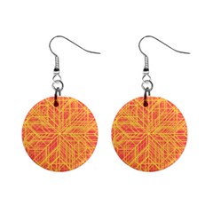 Orange/yellow Line Pattern Mini Button Earrings by LyleHatchDesign