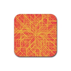 Orange/yellow Line Pattern Rubber Coaster (square) 