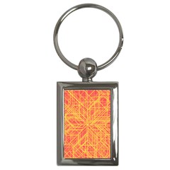 Orange/yellow Line Pattern Key Chain (rectangle) by LyleHatchDesign