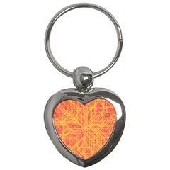 Orange/yellow Line Pattern Key Chain (heart) by LyleHatchDesign