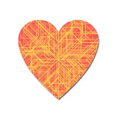 Orange/yellow Line Pattern Heart Magnet by LyleHatchDesign