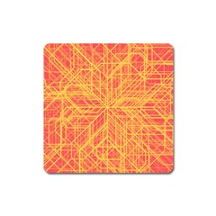 Orange/yellow Line Pattern Square Magnet by LyleHatchDesign