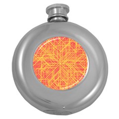 Orange/yellow Line Pattern Round Hip Flask (5 Oz) by LyleHatchDesign