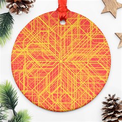 Orange/yellow Line Pattern Round Ornament (two Sides) by LyleHatchDesign