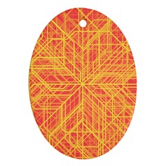 Orange/yellow Line Pattern Oval Ornament (two Sides) by LyleHatchDesign