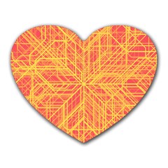 Orange/yellow Line Pattern Heart Mousepads by LyleHatchDesign