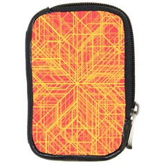 Orange/yellow Line Pattern Compact Camera Leather Case