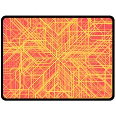 Orange/yellow Line Pattern Fleece Blanket (large)  by LyleHatchDesign