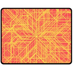 Orange/yellow Line Pattern Fleece Blanket (medium)  by LyleHatchDesign