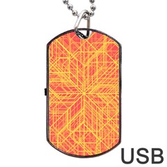 Orange/yellow Line Pattern Dog Tag Usb Flash (two Sides) by LyleHatchDesign