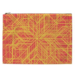 Orange/yellow Line Pattern Cosmetic Bag (xxl) by LyleHatchDesign