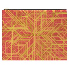 Orange/yellow Line Pattern Cosmetic Bag (xxxl) by LyleHatchDesign