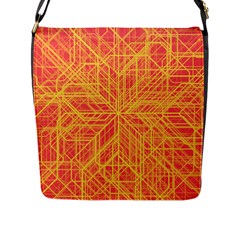 Orange/yellow Line Pattern Flap Closure Messenger Bag (l) by LyleHatchDesign