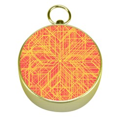 Orange/yellow Line Pattern Gold Compasses by LyleHatchDesign