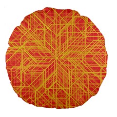 Orange/yellow Line Pattern Large 18  Premium Flano Round Cushions by LyleHatchDesign