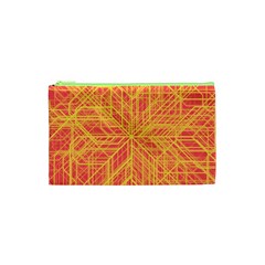 Orange/yellow Line Pattern Cosmetic Bag (xs) by LyleHatchDesign