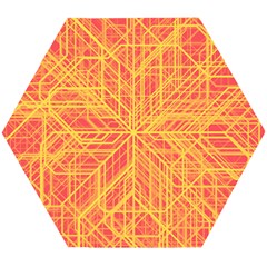 Orange/yellow Line Pattern Wooden Puzzle Hexagon by LyleHatchDesign