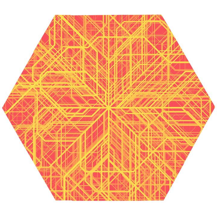 Orange/Yellow Line Pattern Wooden Puzzle Hexagon