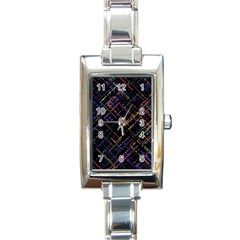 Criss-cross Pattern (multi-colored) Rectangle Italian Charm Watch by LyleHatchDesign