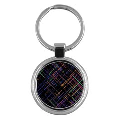 Criss-cross Pattern (multi-colored) Key Chain (round) by LyleHatchDesign