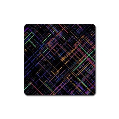 Criss-cross Pattern (multi-colored) Square Magnet by LyleHatchDesign