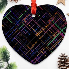 Criss-cross Pattern (multi-colored) Heart Ornament (two Sides) by LyleHatchDesign