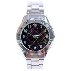 Criss-cross Pattern (multi-colored) Stainless Steel Analogue Watch by LyleHatchDesign