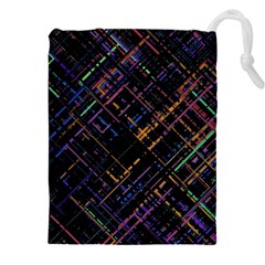 Criss-cross Pattern (multi-colored) Drawstring Pouch (5xl) by LyleHatchDesign