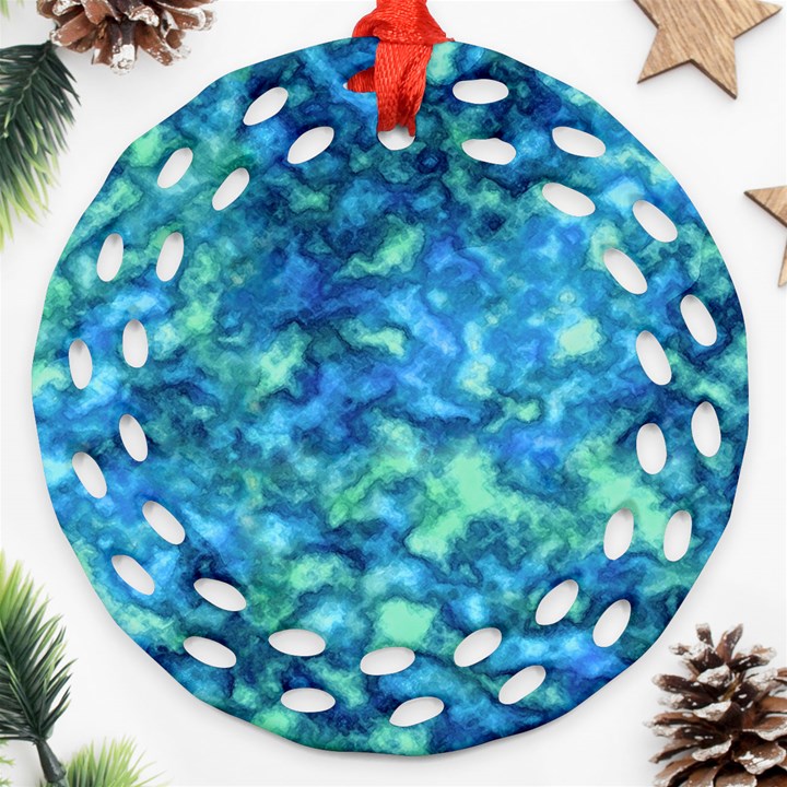 Deep Blues Ornament (Round Filigree)