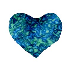 Deep Blues Standard 16  Premium Heart Shape Cushions by AlkaravanCreations