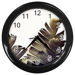 Vintage Banana Leaves Wall Clock (black) by goljakoff