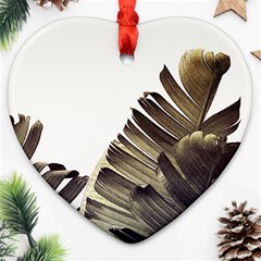 Vintage Banana Leaves Heart Ornament (two Sides) by goljakoff