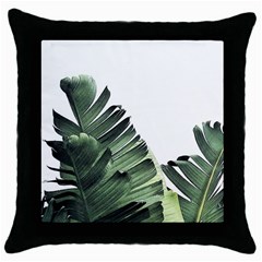 Banana Leaves Throw Pillow Case (black)