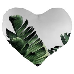 Banana Leaves Large 19  Premium Heart Shape Cushions by goljakoff