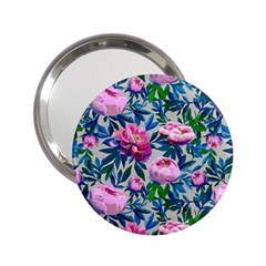 Pink Peonies Watercolor 2 25  Handbag Mirrors by SychEva