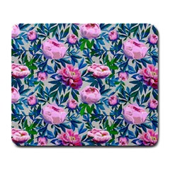 Pink Peonies Watercolor Large Mousepads by SychEva